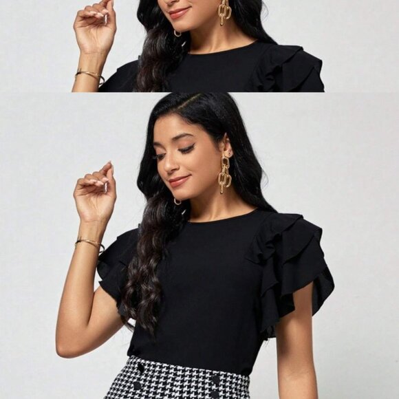 NEW! Sizes M, L or XL Houndstooth Print Button Detail Shorts Black & White - Picture 5 of 5